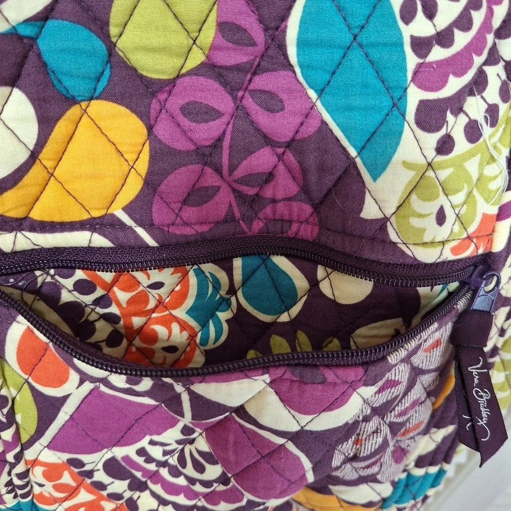 Vera Bradley Vera Tote Shoulder Bag in Plum Crazy Plum Toggle Close Large Zipper